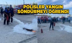 Polisler yangın söndürmeyi öğrendi