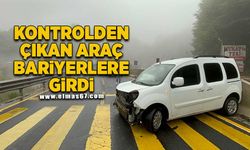 Kontrolden çıkan araç bariyerlere çarptı