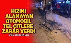 Çaycuma'da hızını alamayan otomobil tel çitlere zarar verdi