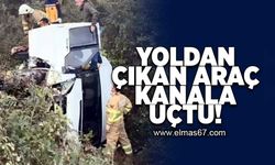 Yoldan çıkan araç kanala uçtu!