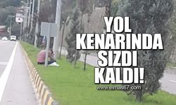 Yol kenarında sızdı kaldı!