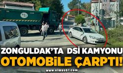 Zonguldak DSİ kamyonu otomobile çarptı!