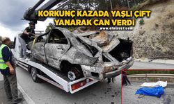 Korkunç kazada yaşlı çift yanarak can verdi