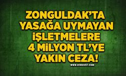 Zonguldak’ta yasa aykırı hareket eden işletmelere 4 milyon liraya yakın ceza