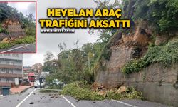 Heyelan araç trafiğini aksattı