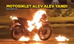 Motosiklet alev alev yandı