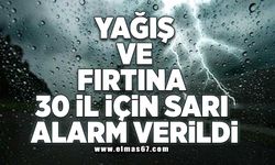 Yağış ve fırtına 30 il için sarı alarm verildi!