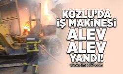 Kozlu'da iş makinesi alev alev yandı!