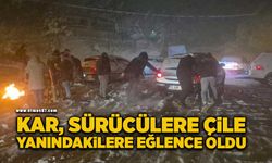 Kar yağışı sürücülere çile yanındakilere eğlence oldu