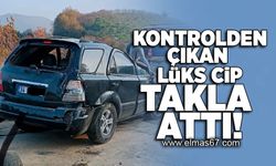 Kontrolden çıkan lüks cip takla attı!