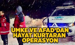 Karda mahsur kalan vatandaşların imdadına AFAD ve UMKE yetişti