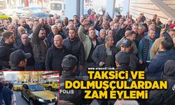 Taksici ve dolmuşçulardan belediye önünde zam eylemi