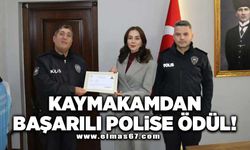 Kaymakamdan başarılı polislere ödül!