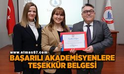 Başarılı akademisyenlere teşekkür belgesi