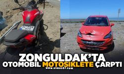 Otomobilin çarptığı motosiklet sürücüsü yaralandı