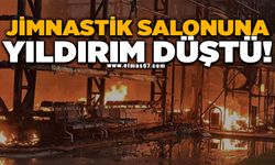 Yıldırımın düştüğü jimnastik salonu alevlere teslim oldu