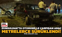 Otomobille çarpışan araç metrelerce sürüklendi