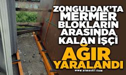 Mermer blokların arasında kalan işçi ağır yaralandı