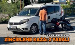 Kavşakta zincirleme kaza; Motosikletteki 2 kişi yaralandı