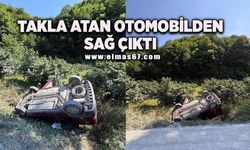 Takla atan otomobilden sağ çıktı