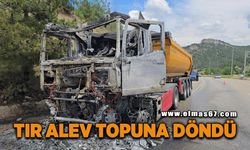 Cam madeni yüklü tır seyir halindeyken alev topuna döndü: Sürücü son anda kurtuldu