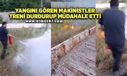 Yangını gören makinistler treni durdurup müdahale etti