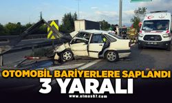 Otomobil bariyerlere saplandı: 3 yaralı