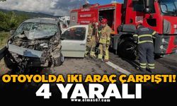Otoyolda iki araç çarpıştı: 4 yaralı