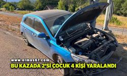Refüje çarpan otomobildeki 2'si çocuk 4 kişi yaralandı
