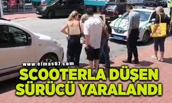 Scooterla dengesini kaybedip düşen sürücü yaralandı