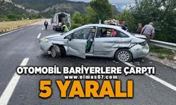 Kontrolden çıkan otomobil demir bariyerlere çarptı: 5 yaralı