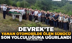 Devrek'te kaza sonrası yanan otomobilde ölen sürücü toprağa verildi