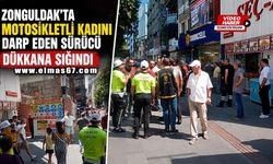 Motosikletli kadını darp eden sürücü dükkana sığındı