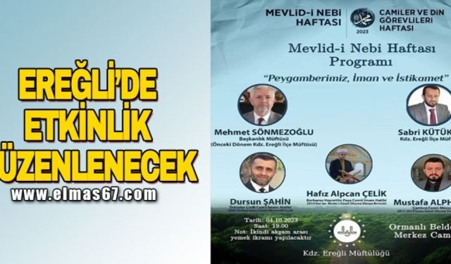 EREĞLİ'DE ETKİNLİK DÜZENLENECEK