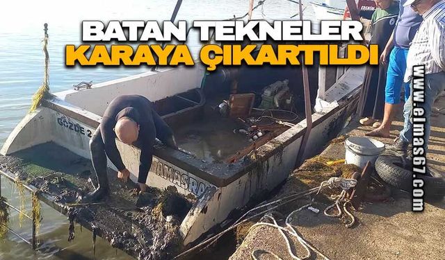 Batan tekneler karaya çıkarıldı