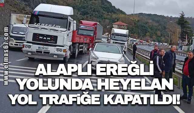 Alaplı - Kdz Ereğli karayolu heyelan nedeniyle trafiğe kapandı