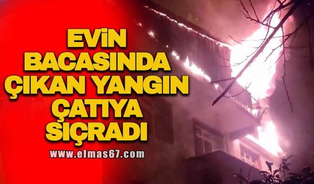 Evin bacasında başlayan yangın çatıya sıçradı