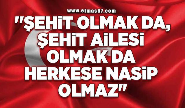 "Şehit olmak da, şehit ailesi olmak da herkese nasip olmaz" 
