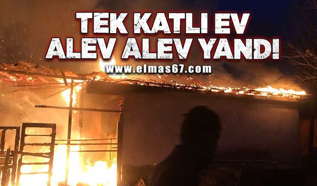 Tek katlı ev alev alev yandı!