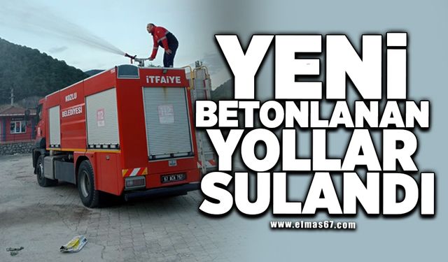 Yeni betonlanan yollar sulandı!