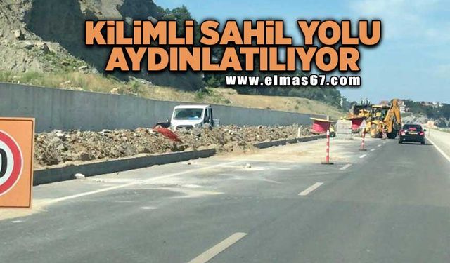 Kilimli Sahil yolu aydınlatılıyor