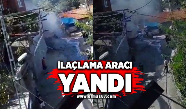 İlaçlama aracı yandı