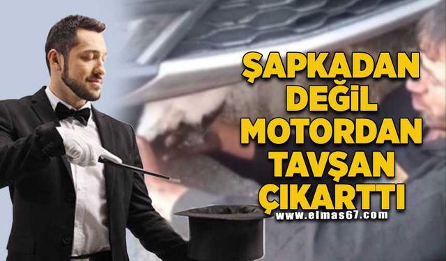 Şapkadan değil, motordan tavşan çıkarttı