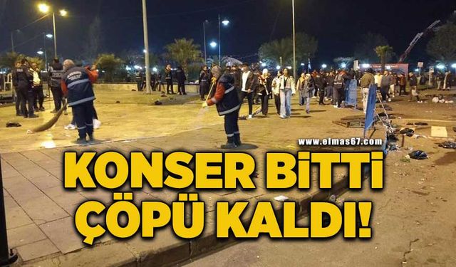 Konserin çöpünü 7 dakikada temizlediler