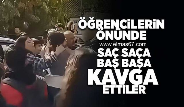 Saç saça baş başa kavga ettiler!