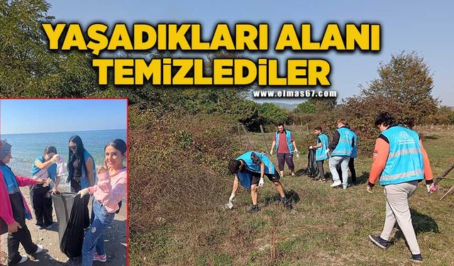 Üniversite öğrencileri yaşadıkları alanı temizlediler