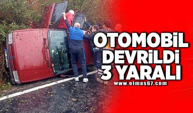 Otomobil devrildi 3 yaralı!