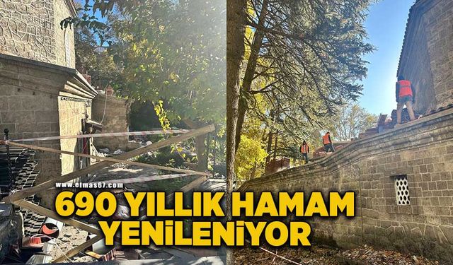 690 yıllık hamamda restore çalışmaları sürüyor