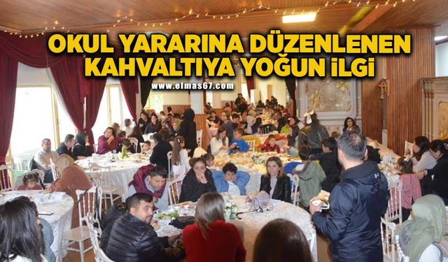 Okul yararına düzenlenen kahvaltıya yoğun ilgi