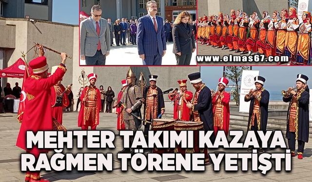 Mehter takımı kaza yapmasına rağmen törene yetişti